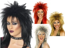 Rock Diva Wig 80s Mullet Punk Ladies Fancy Dress Costume Accessory