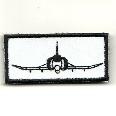FSS F-4 FRONTAL WHITE AND BLACK CREW PHANTOM HOOK LOOP EMBROIDERED JACKET PATCH