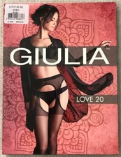Giulia 'Love' spectacular silky tights with cutouts in hip area 20 Den Black