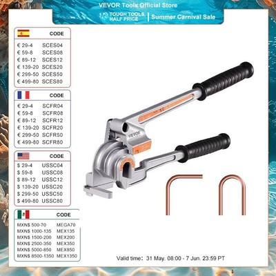 Pipe Tube Bender 3 in 1 Manual Copper Tube Bending Aluminum Pipe Bender Tool