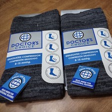 NEW Doctor's Choice Graduated Compression Socks 2 Pair Shoe Size 6-12.5 Large