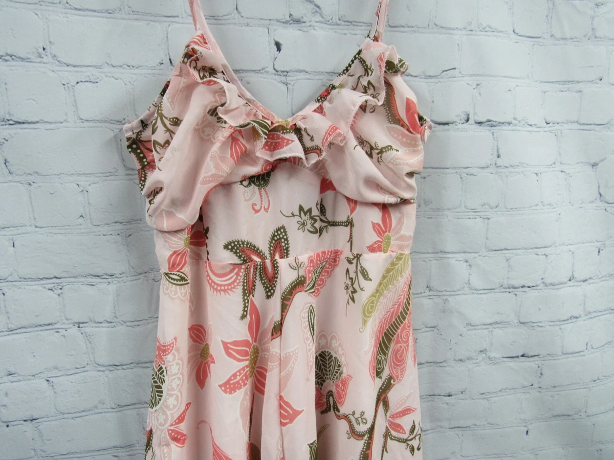 H u0026 M Spaghetti Strap Dress ~ Midi, Ruffles, Flowing, Floral, Boho ~ Size 6  | eBay