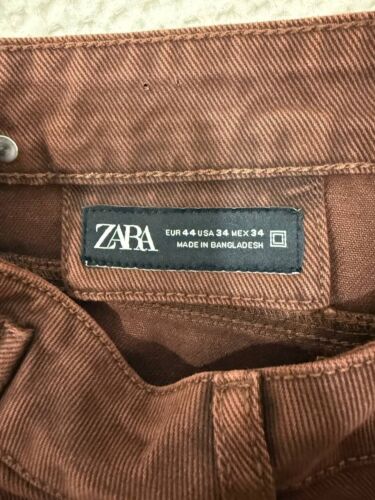 Zara Relaxed Fit Cargo Trousers Brown For Men Size 34 FREE DELIVERY - Picture 2 of 8