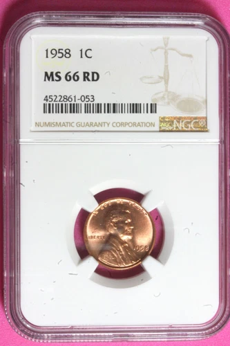 1958 1C MS 66 RD NGC LINCOLN WHEAT CENT #B33928