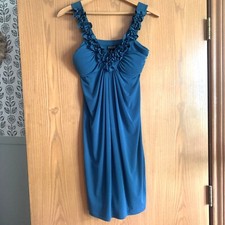 NWT Enfocus Studio blue sleeveless mini dress V Neck Ruffled Straps