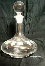 Vintage Etched Crystal Vitrometan ROMANIA WINE Crystal Glass Wine Decanter 10  