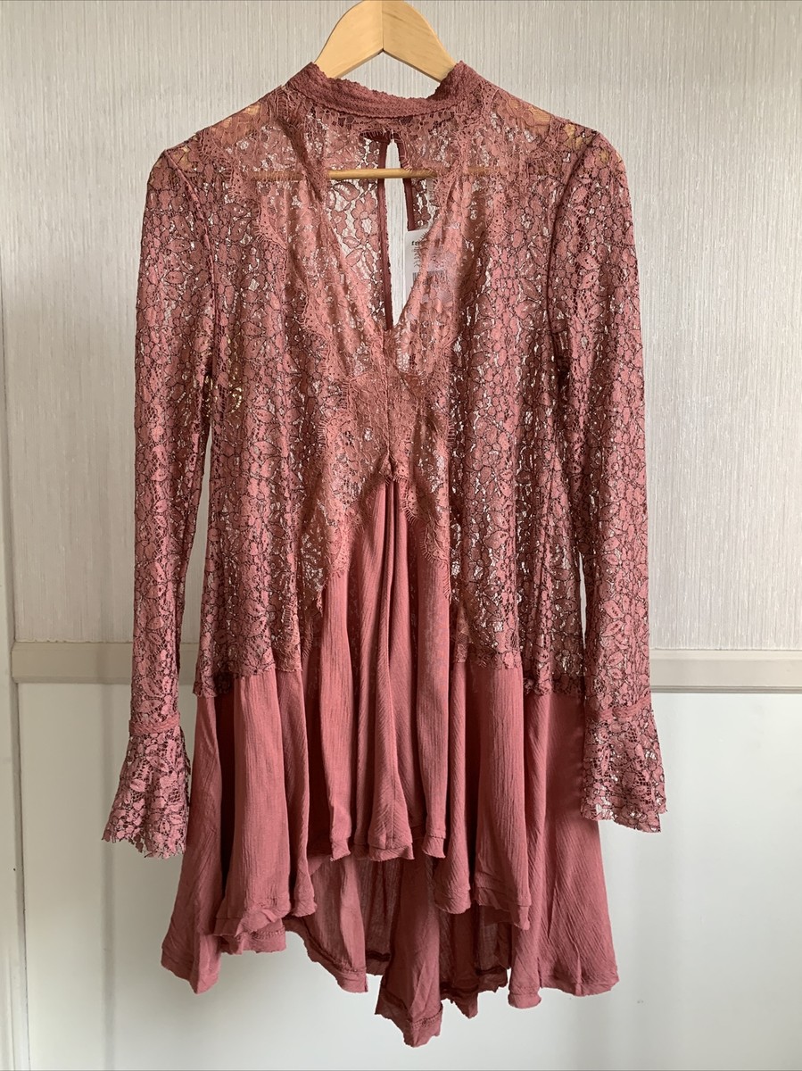 NWT Free People Tell Tale Lace Long Sleeve High Neck Rosy Coral Tunic Dress M | eBay NWT Free People Tell Tale Lace Long Sleeve High Neck Rosy Coral Tunic Dress M | eBay