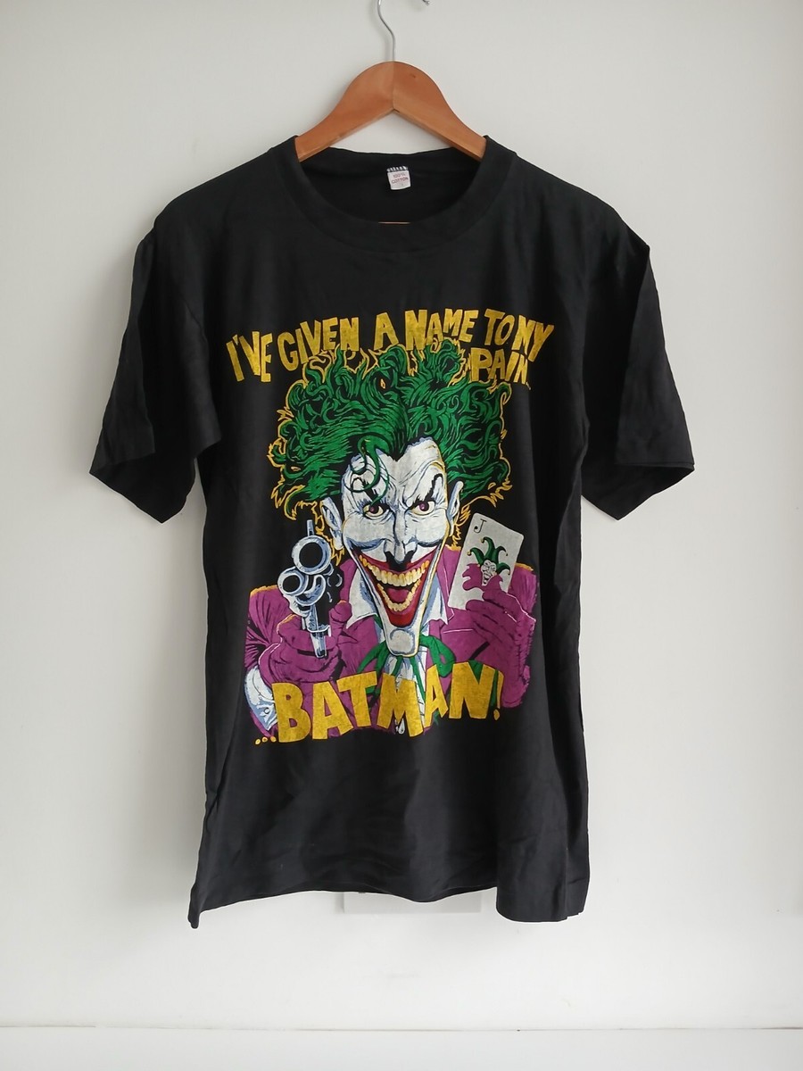 Batman Joker Vintage T Shirt Black Graphic Tee Single Stitch Mens Size  Large L