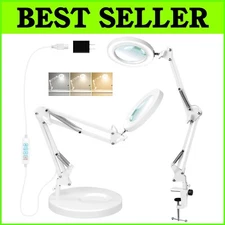 Adjustable LED Magnifying Glass Lamp with Clamp - Perfect for Sewing & Hobbies