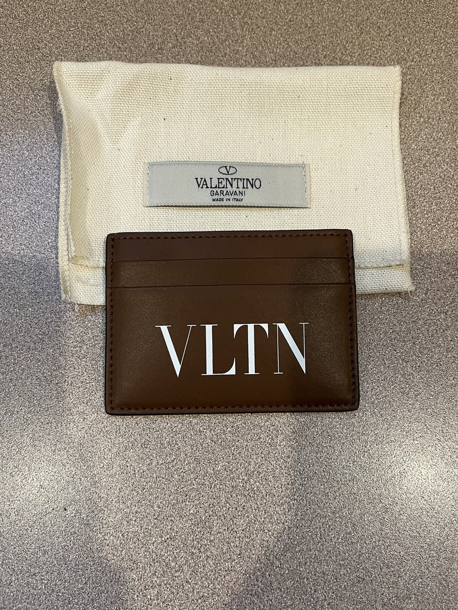 Valentino Garavani small VLTN leather card holder brown Italy | eBay