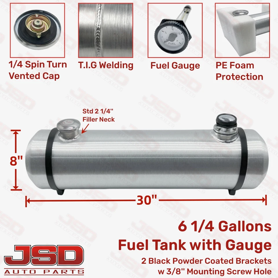 Алюминиевый топливный бак 8x30 6,25 галлона 1/4 NPT с указателем прицела - Изображение 2 из 4