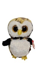 Ty Beanie Boos Owliver Owl Plush Stuffed Animal 6" Yellow Glitter Eyes 2015