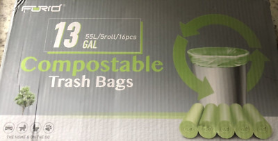Compostable Trash Bags 13 Gallon Tall Kitchen Garbage Bags 80 Count
