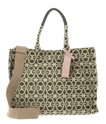 COCCINELLE Never Without Bag Winter Monogram Jacquard Shoulder Bag M khaki Neu