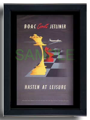 BOAC Comet Jetliner Hasten at Leisure gerahmt Repro Poster Ken Bromfield 1952