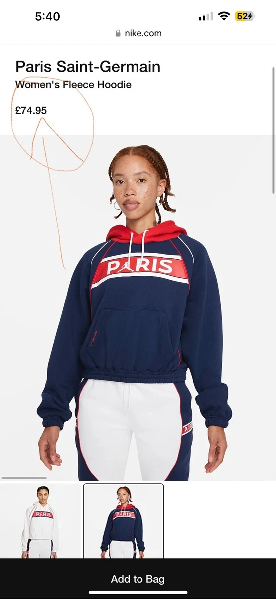 Nike Paris Saint Germain hoodie women s medium PSG Paris X Jordan