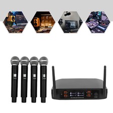 4 Handheld Microphones Wireless Microphone System Black With 1 Receiver 65.62ft