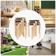 Stackable Stools, Stackable Round Stools, Set of 8 Stacking Wooden Stools