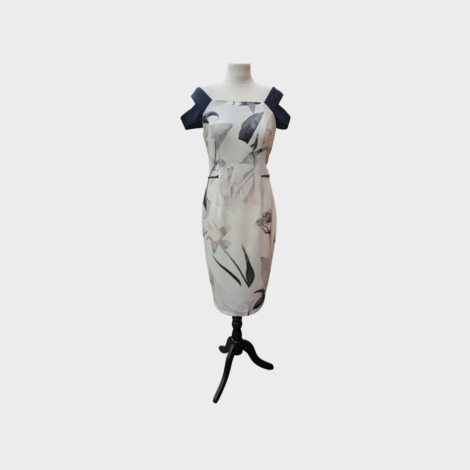 Vestido recto estampado Coast Muscari UK14 US10 figura moldeadora monocromática floral