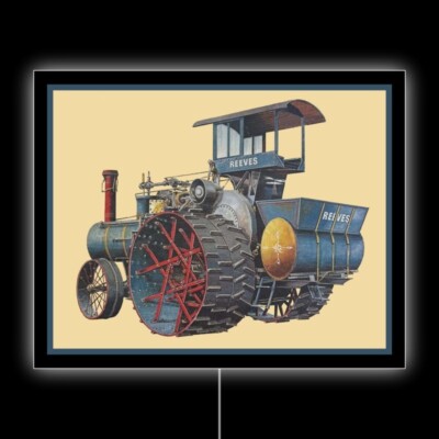 MASSIVE Reeves Steam Traction Engine NEW LED Hanging Lighted Sign: 18x23''