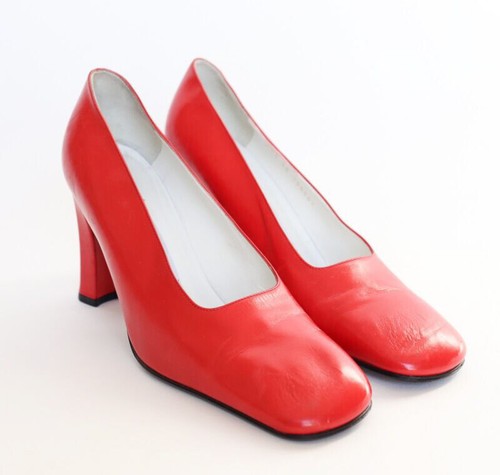 Pollini Vintage Red Shoes - Heel Pumps - Leather - 1990s - 38 / UK 5 - Picture 4 of 10