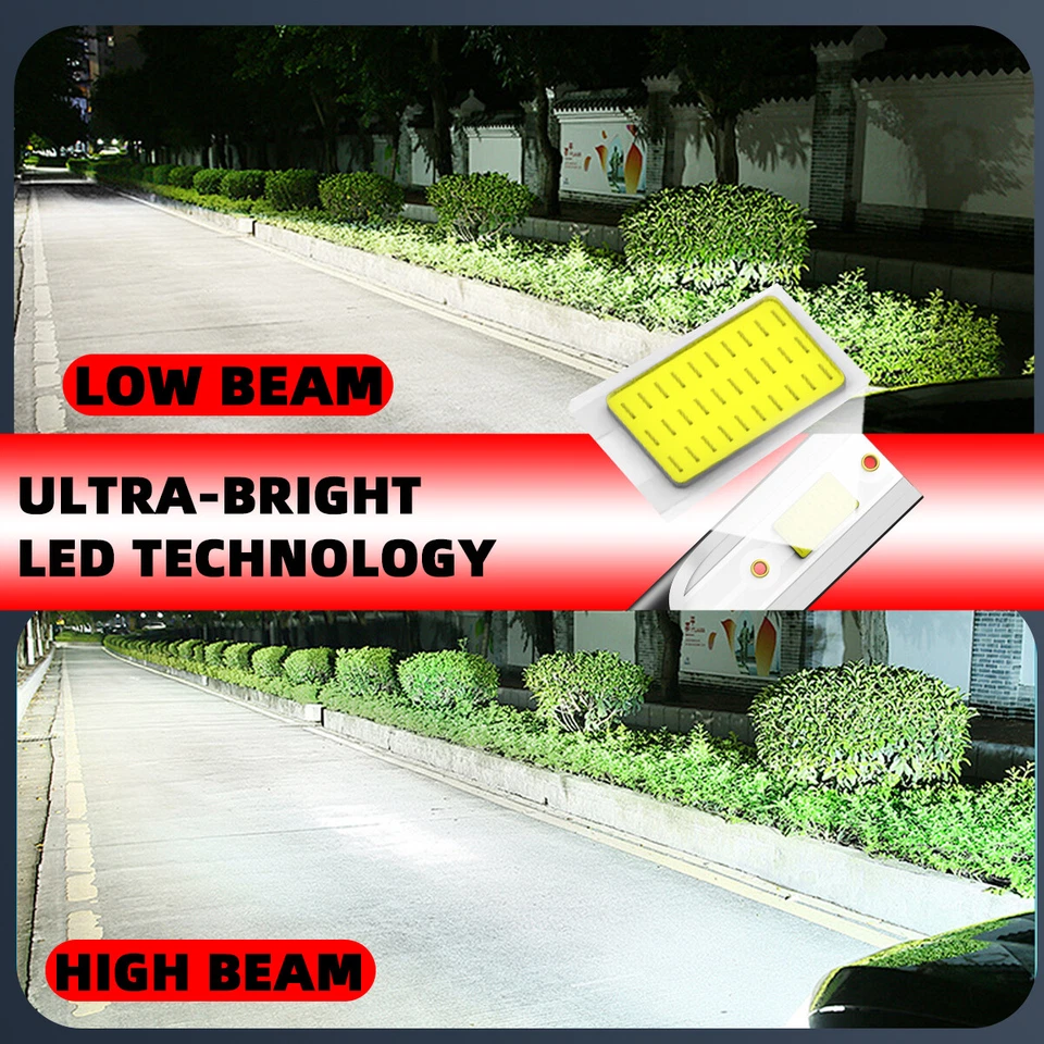 H4 H7 H11 9005 9006 9012 H1 LED Headlight Bulbs High Low Beam Bright White 6500K - Image 2 of 4