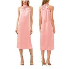 🌻NEW w.tags! 1.STATE Pink Satin Halter Neck Midi Dress Size XL