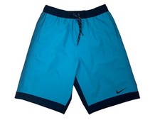 Nike Mens Drawstring Flat Front Comfort Teal Swim Trunks Shorts Size 30