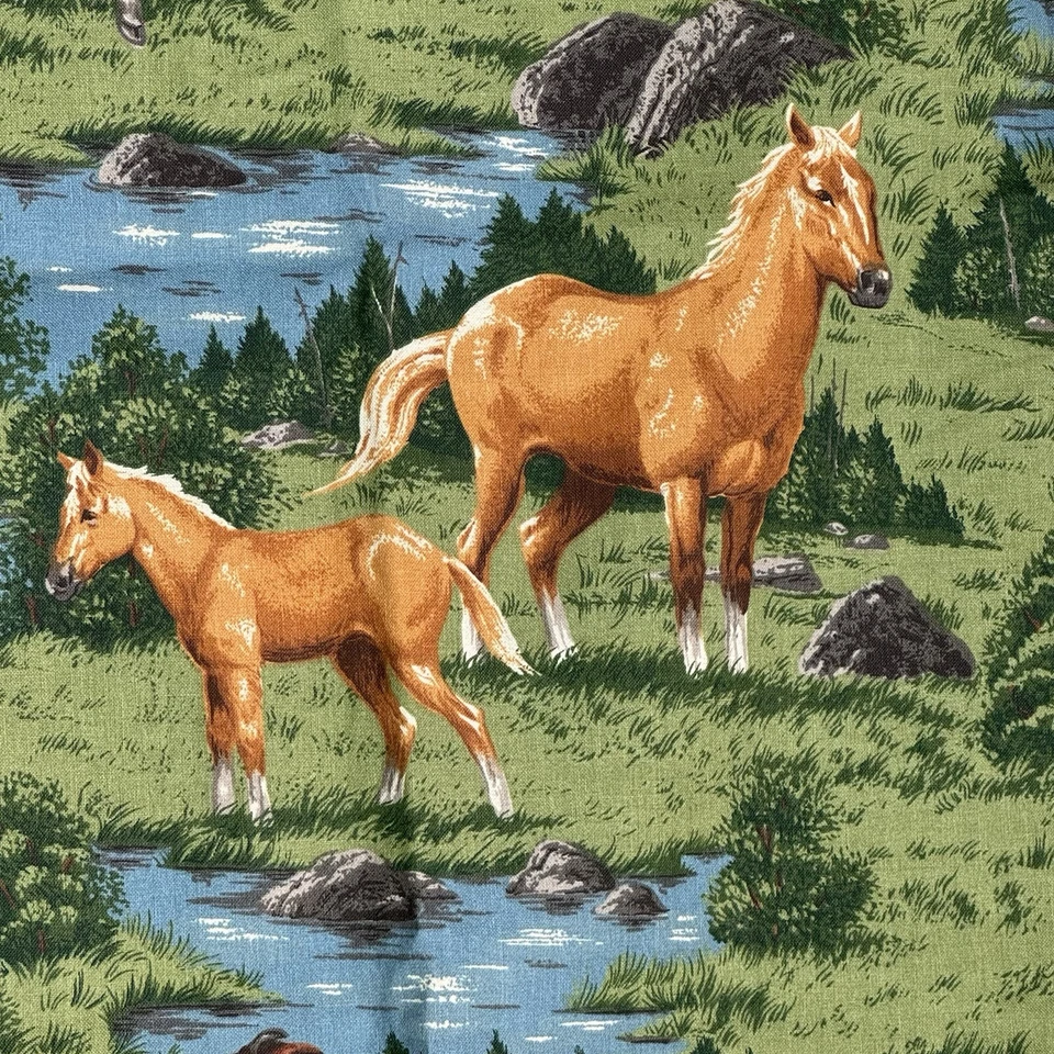 Juego de 2 paneles de cortina con estampado de caballos 60x84 hechos a mano tela de algodón Cranston Foto 3 de 4