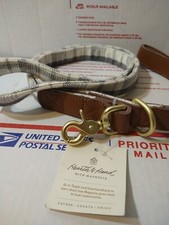 TARGET Hearth and Hand with Magnolia Gray Plaid Dog Pet Leash 60 in x 1" Leather