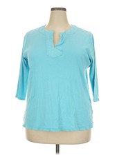 Chaps Women Blue 3/4 Sleeve T-Shirt 2X Plus