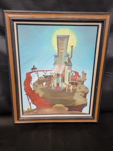 Vintage 20" x 16" Lloyd Mitchell " It'll Be A Tricky Ride Home " Oil On Canvas - Picture 1 of 11