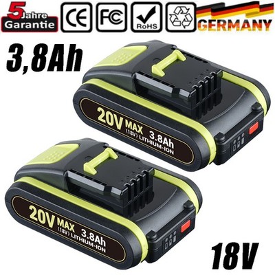 2X 3,8Ah 20V MAX Aeboren Lithium Akku für Worx WA3551.1, WA3572, WA3553 AKKU