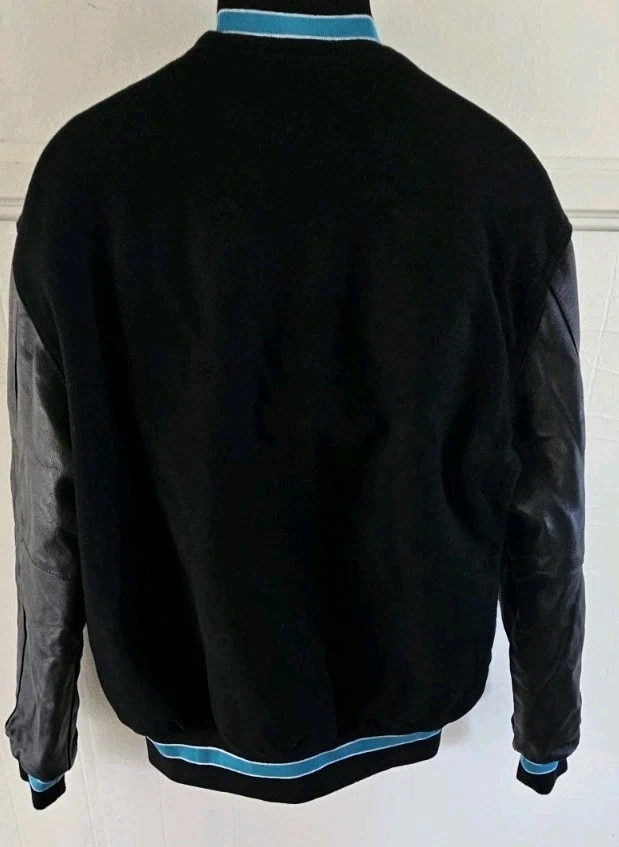 HOLLOWAY оригинальный VARSITY куртка шерсти и кожи черный/бирюзовый/белый Sz L - новый без ЯРЛЫКОВ - Изображение 2 из 4