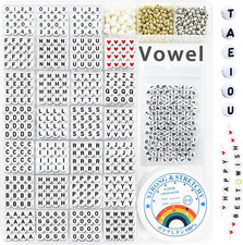 1920 Pcs Pony Beads Letters for Bracelets Making, Vowel-Rich Alphabet Kit with M