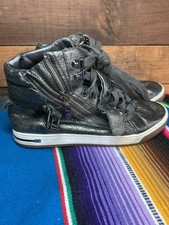 Michael Kors Women's Silver Glam Stud Side Zip High Top Sneakers Size 6 M