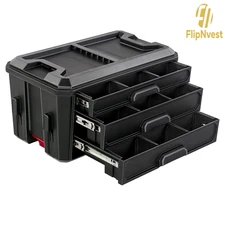 Tool Storage Box Organizer 3-Drawer Modular Stackable Garage & Workshop 