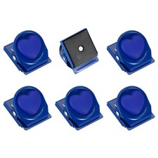 6Pcs Heart Fridge Magnets Clips, Dark Blue