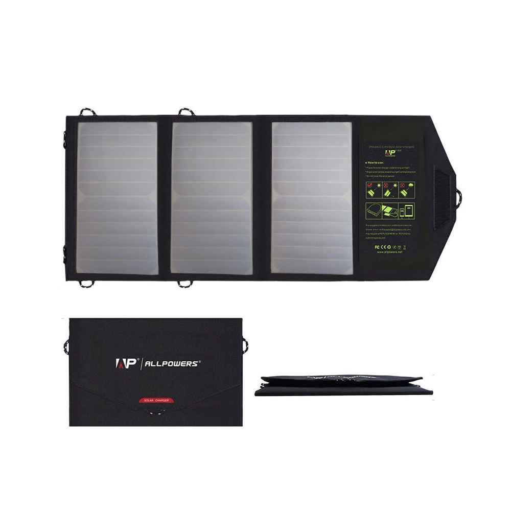 Portable solar panel 5V 21W foldable waterproof USB ALLPOWERS charger battery