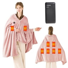 Heated Blanket Cordless Electric Wearable Blanket with 10000mAh Power Bank, U...