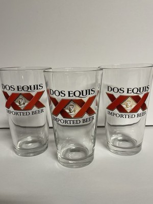 Dos Equis beer pint glasses Set of 3 with Embossed XX Used Excellent Condition