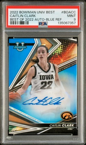 2022-23 Bowman's Best Caitlin Clark Blue Refractor Auto /150 PSA 9 BOA-CC