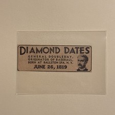 Diamond Dates Birth 1819 Abner Doubleday 1942 Sporting News Baseball Panel