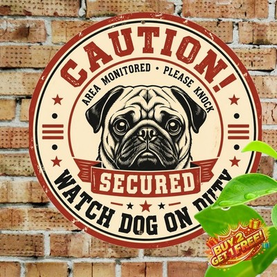 vintage_attack_pug_protection_humorous_tin_metal_signs