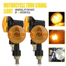 4x Black Mini Motorcycle LED Turn Signals Blinker Light For Bobber Cafe Racer