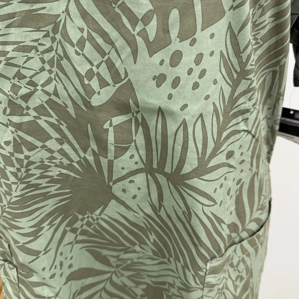 NWT Dickies Scrub Top 2X Green Palm Leaf Cotton Scrubs Nurse Uniform Floral - Image 4 of 4
