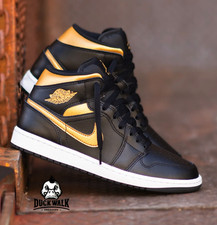 Nike Air Jordan 1 Mid Black Metallic Gold White DQ8426-071 Men's Sizes NEW