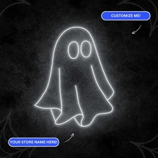 Ghost Halloween Neon Sign, Spooky LED, Haunted House Wall Decor
