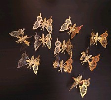 Vintage Butterfly Barrette Hair Clip /Brooch Wings flutter Gold Color set of 10