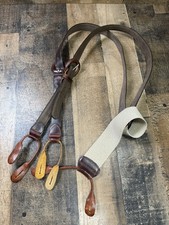 Brighton Suspenders Braces Brown Embossed Leather Y-Back USA Beautiful